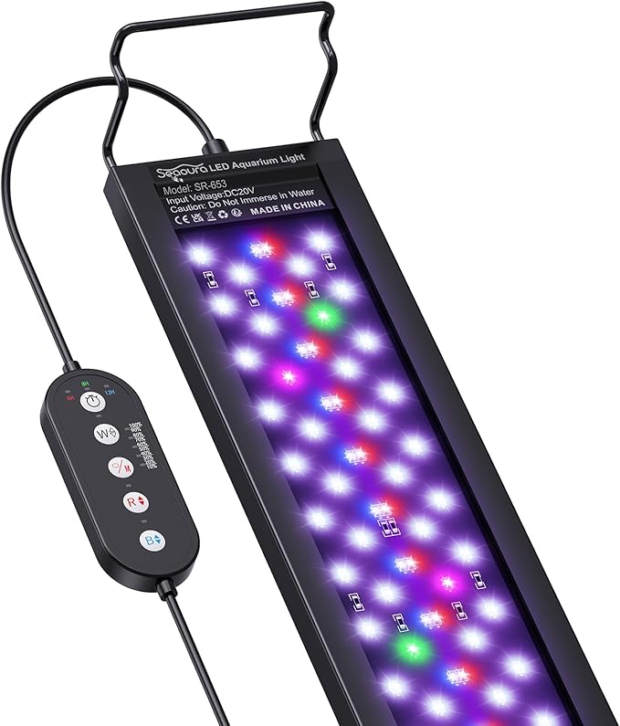 SEAOURA Aquarium LED Light for 24-30in Freshwater Tank, Full Spectrum Aquarium Light for Plant Growth, 6H/8H/12H Timer, WRB 3 Channel Customizable, 10 Brightness & 11 Colors, Adjustable Bracket