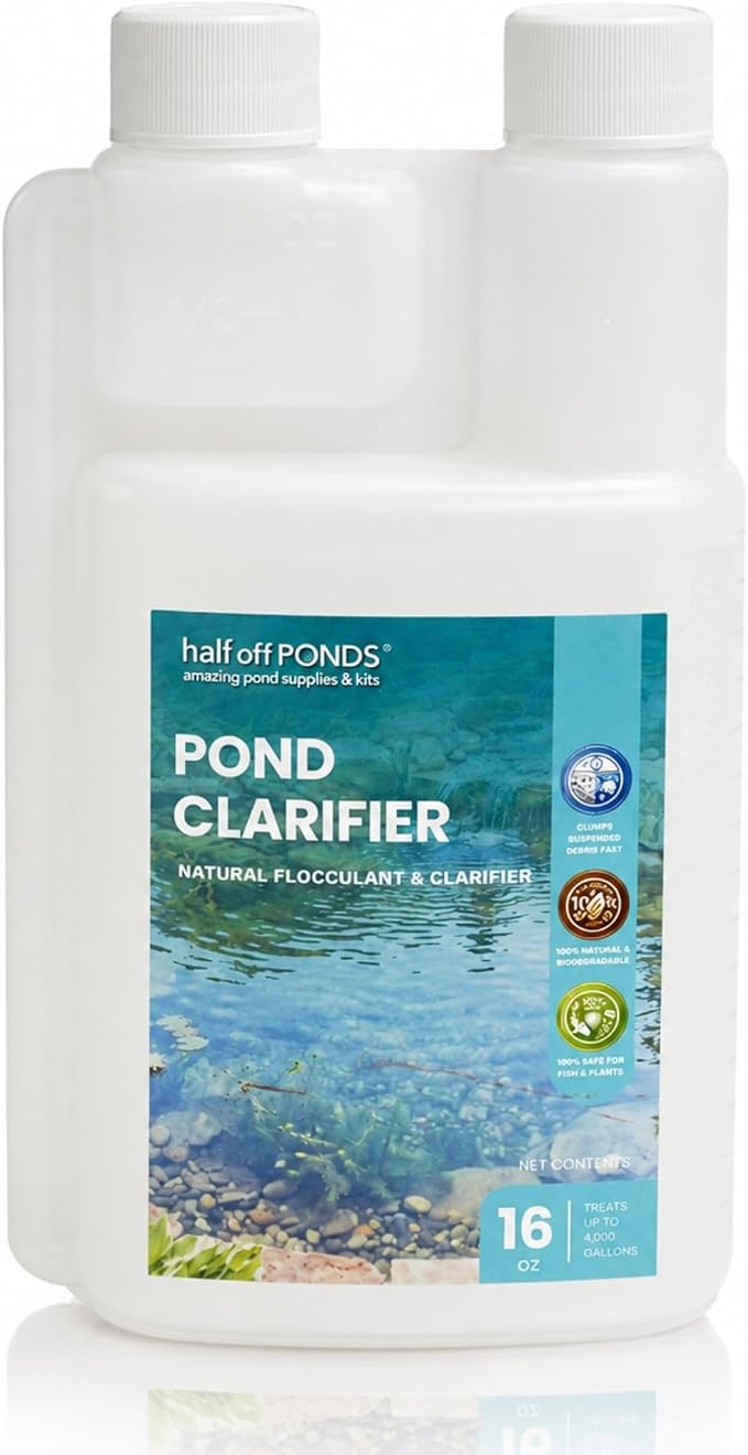 Natural Pond Flocculant for Cloudy Water & Suspended Particles, 16 oz | Natural flocculant, binds suspended particles, clears cloudy water, improves filter performance, fish and plant safe