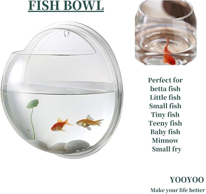 Creative Acrylic Hanging Wall Mounted Fish Tank, Hanging Bowl for Water Plants, Wall Fish Bubble Tank, Hydroponic Air Plant Flower Pot, Mini Aquarium Planter, Home Decor (2, 1 Gallon / 11.5 '')