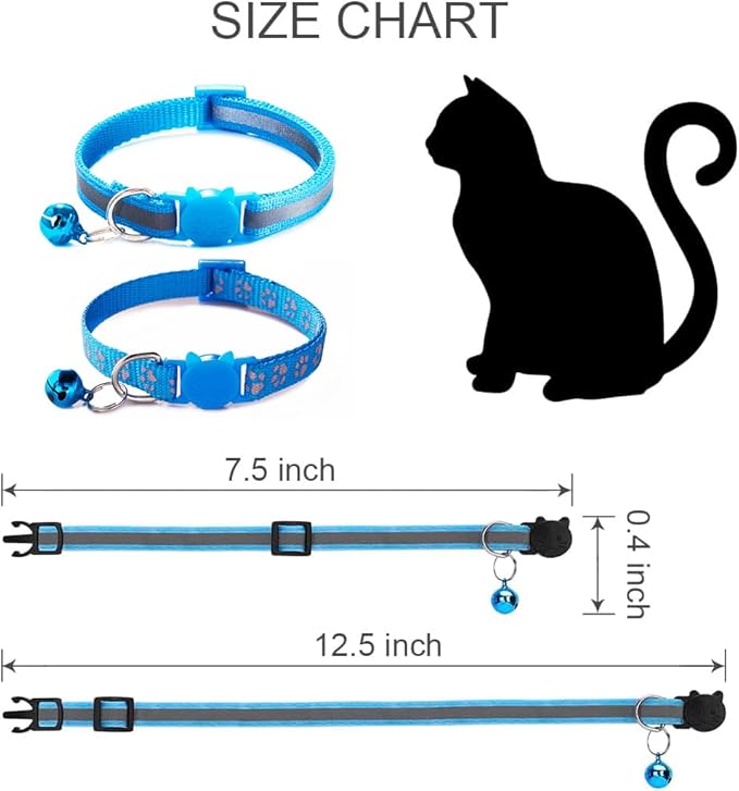 Breakaway Dog Collar with Bells, [2 Pack] Green Break Away Puppy Collar with Bells, Reflective Cat Collar for Boy Cats Kitty Kitten