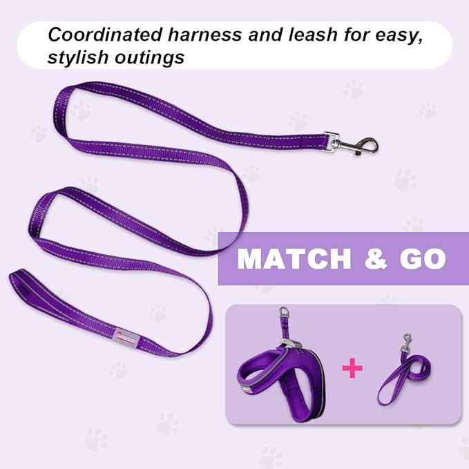 Cat Harness and Leash Set,Escape Proof Kitten Harness,Step in Adjustable Soft Lightweight,Easy Control,Reflective Strips Comfortable for Walking Travel(Purple,XXS)