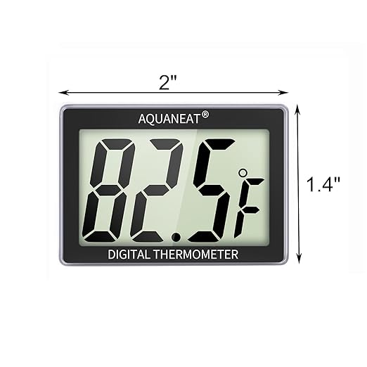 AQUANEAT Aquarium Thermometer, Fish Tank Thermometer, Aquarium Digital Temperature Gauge, with Large LCD Display (1 Pack)