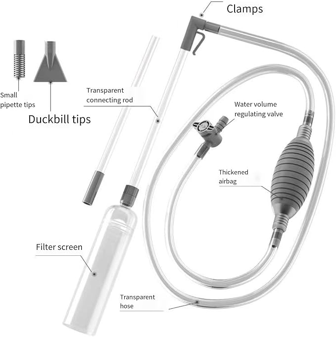 Aquariums Maintenance Siphons Kits with Adjustable Waterflow Valves for Easy Water Changing and Gravels Washing Aquariums Siphons Vacuum