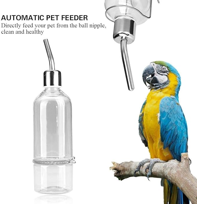 Parrot Water Feeder, No Drip Small Animal Water Bottle Hanging Water Feeding Bottle for Birds Small Animals Hamster Rabbit Chinchilla Ferret(S)