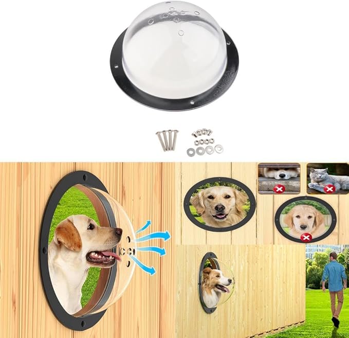 MagiDeal Dog Fence Window Clear Doggie Fence Window 12.4 inch Acrylic View Dome for Patio, Garden, Backyard, Satisfying Curious Pets, Cat House