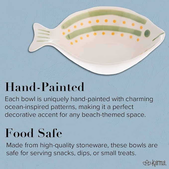 Karma, Ceramic Hand Painted Snack Dish, Fish Shaped Small Bowls, Cute Small Dip Bowl Saucer Appetizer Plate, Peach