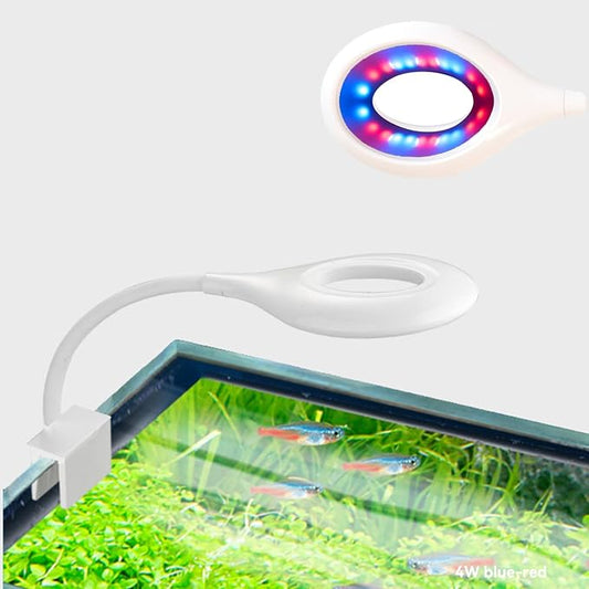 0.5-5 Gallon Fish Tank Clip On Aquarium Light with White Blue Red LEDs Small Aquarium Light,Full Spectrum Fish Tank Light with USB Port and 360 Degrees Flexible Rotate
