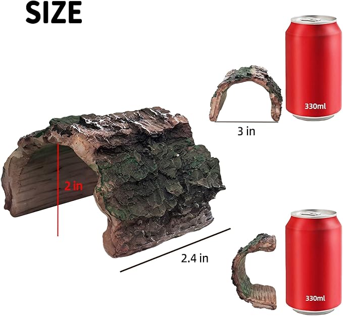 2 Pack Small Betta Log Resin Hollow Tree Trunk Ornament, Aquarium Hideout Reptile Cave Tarantula Hide Terrarium Tank Decor for Fish Shrimp or Small Reptile Scorpion Spider Hermit Crab