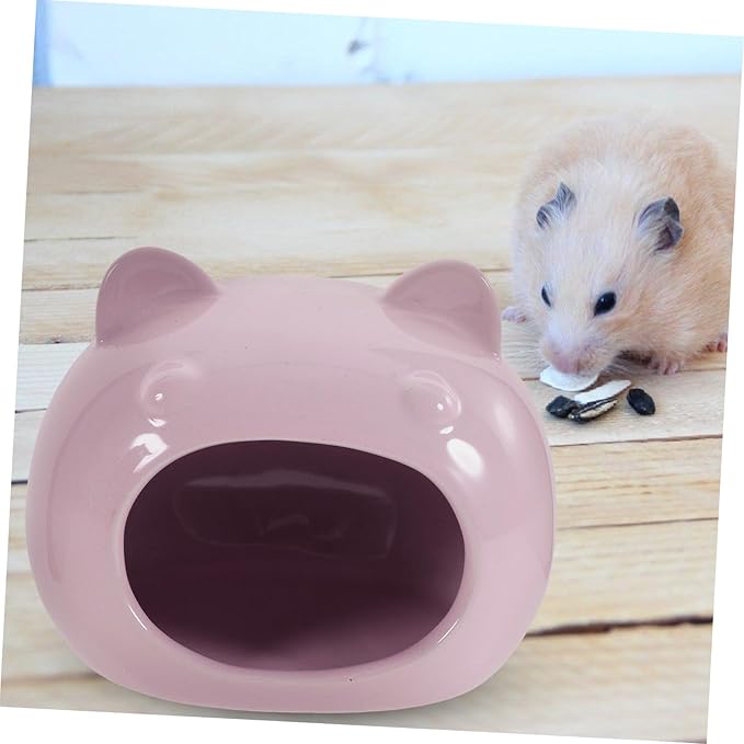 Ceramic Small Animal Hideout for Guinea Pigs Hedgehogs Hamsters Cooling Pet Supply Cute Comfortable Shelter in Large Light Purple