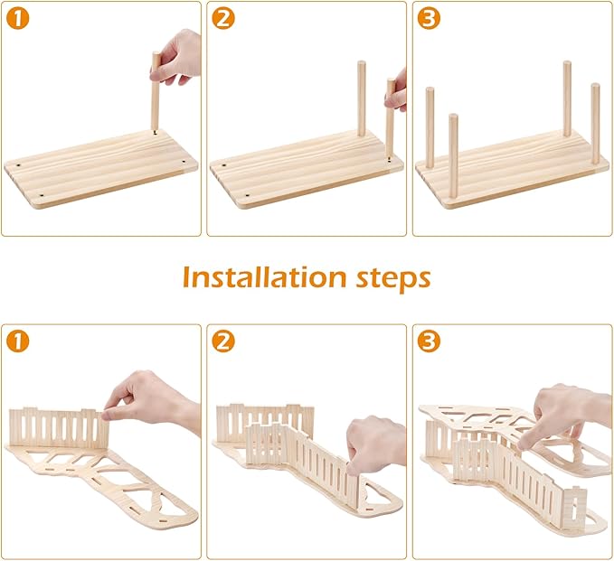 (2-piece Set) Hamster Game Wooden Platform, Tunnel Ladder Hidden Area Platform with Wooden Support Columns, Toy cage Accessories for Hamster Squirrels and Other Small Pets