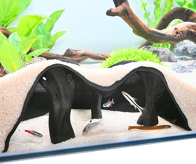 Aquarium Underground Cave Natural Mangrove Tree | Viewing Fish Under Gravel Tunnel Hide | Fish Tank Hideout Decor Decoration Enrichment for Corydora Catfish, Kuhli Loach, Clown Loach, Pleco, Betta