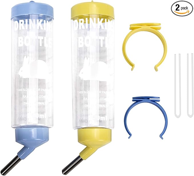 2PCS 8.45 oz No Drip Small Animal Water Bottle, Cage Water Bottles for Small Pet/Bunny/Ferret/Hamster/Guinea Pig/Rabbit