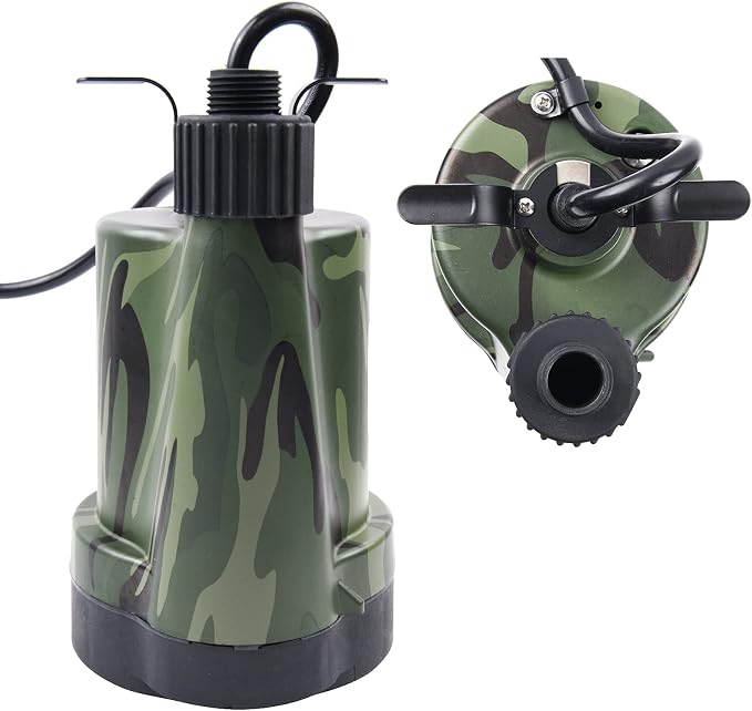 TIGEROAR 12V Submersible Pump 1500 GPH Water Transfer Pump for Pool Pond | 20 ft. Cord Electric Pump Anticorrosive Plastic Housing Hose Adapter for Utility Pump Transferring Water