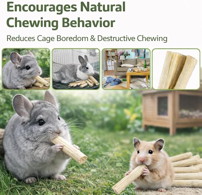 Sukh 320g Sweet Bamboo Chew-Sticks for Rabbits & Chinchillas - Natural Bunny & Rodent Bamboo Chew Toys for Teeth Grinding, Small Animal Chew Treats for Guinea Pig, Hamster, Chinchilla