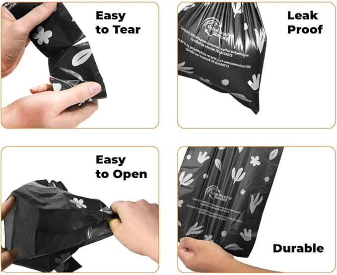 Best Pet Supplies Dog Poop Bags for Waste Refuse Cleanup, Doggy Roll Replacements for Outdoor Puppy Walking and Travel, Leak Proof and Tear Resistant, Thick Plastic - Black (Unscented), 150 Bags