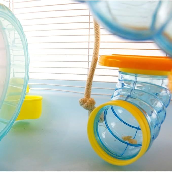 PETZHUBO Hamster Cage Small Animal Cage 3 Layers Cage Size：14.17"(W) X10.63(L) X16.73 (H) Suitable for Hamsters up to 3.5 inch in Length,Blue Colour.