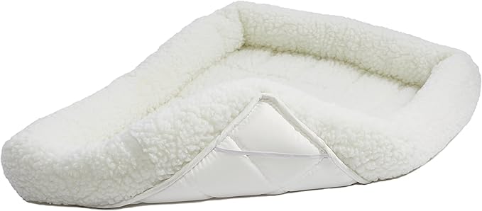MidWest Homes for Pets QuietTime XXS Dog Bed - White Fleece Bolster, Ultra-Soft and Machine Washable, Fits 18-Inch Crates and Carriers, for Small Dogs and Cats