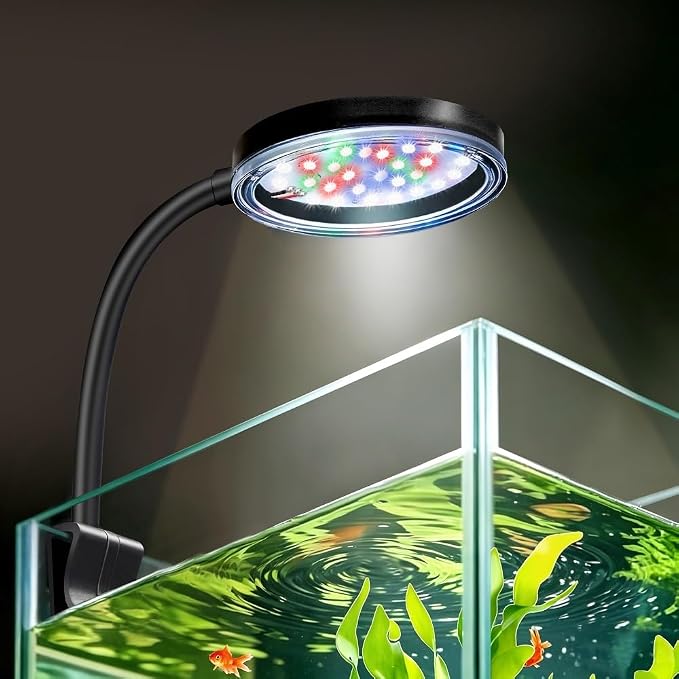 DaToo 6W Aquarium LED Light for 1-5 Gallon Betta Fish Tanks Mini USB Clip On Fish Tank Light with Full Spectrum & Dimmable Brightness