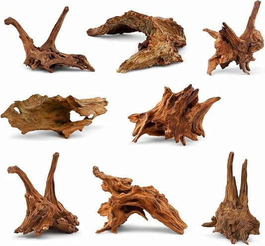Azil Natural Driftwood 6'' - 8''(3pcs) Perfect Aquarium Decoration! Ideal for Fish Tanks, Freshwater Aquariums, terrariums, aquascaping, hardscaping,Aquatic Plants.