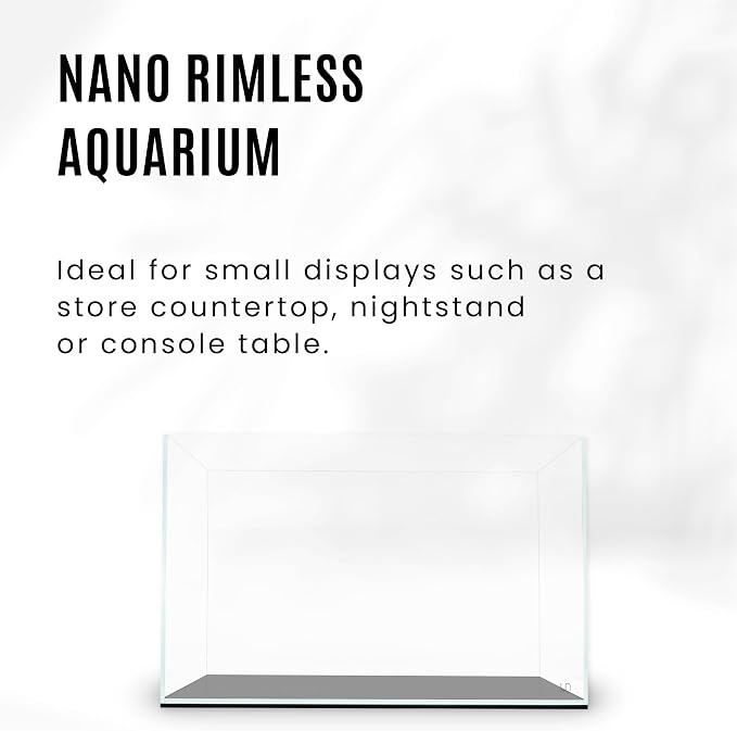 Ultum Nature Systems Ultra Clear Rimless Nano Aquarium - Low Iron Glass Fish Tank with 45° Mitered Edges, 5mm-12mm Thick, Leveling Mat Included (5N, 5 Gallon)
