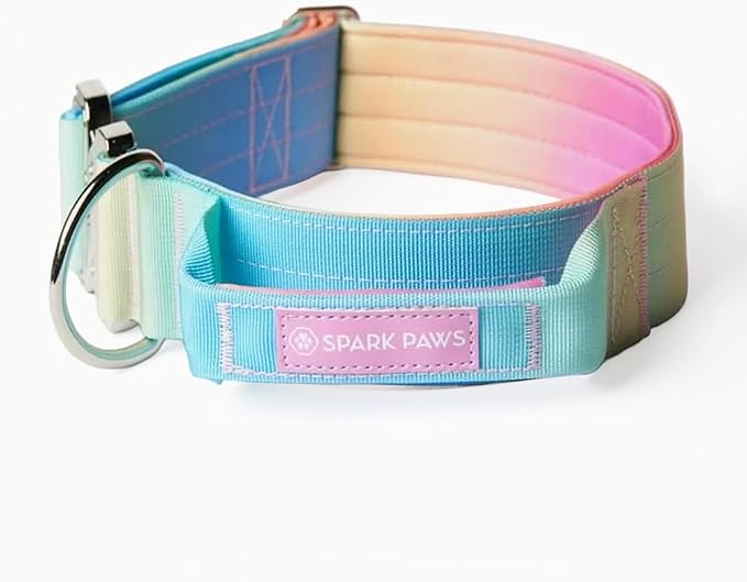 Spark Paws Tactical Dog Collar with Handle - Premium Quality Collar, Robust and Durable Design for Large, Strong Breeds - Pitbulls, Labradors, GSD - Pastel Icing - L