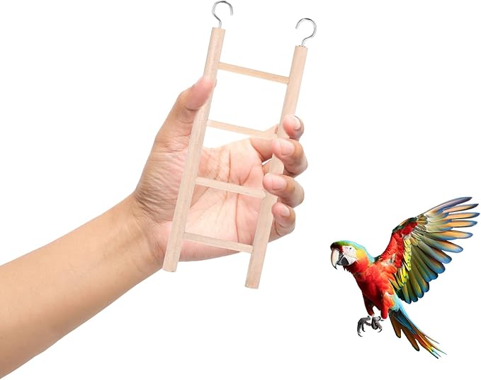 4 Pcs Wooden Bird Ladder Bird Toys for Parakeets Ladder Climbing Parakeet Toys Hanging Birds Ladders for Cage Cockatoo Toy for Parrots, Cockatoo, Lovebirds