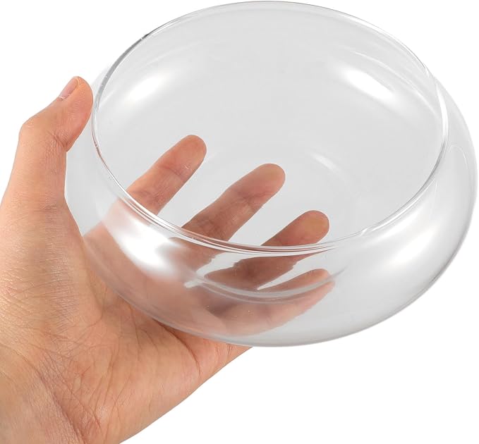 Sewroro Glass Goldfish Bowl Small Fish Tank, Clear Glass Aquatic Plant Bowl for Desktop Hydroponic Planter, Wedding Anniversary Birthday Small