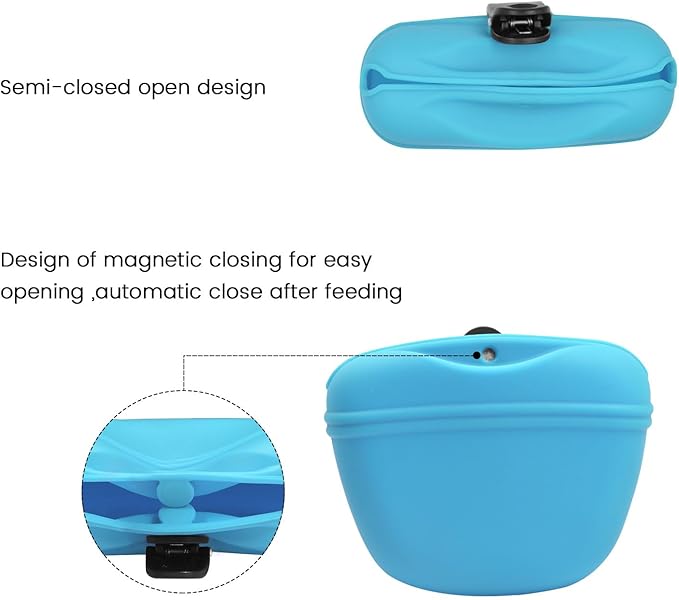 AUDWUD Silicone Dog Treat Pouch,With Dog Training Clicker,Clip on Portable Training Container,Convenient Magnetic Buckle Closing and Upgraded Waist Clip for Enhanced Stability