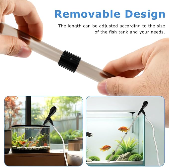 27inch Aquarium Siphon Vacuum Cleaner for Fish Tank Cleaning Gravel & Sand | 80GPH Powerful Fish Tank Vacuum Gravels Cleaning Kit, for Water Changer, Sand Cleaner, Dirt Removal