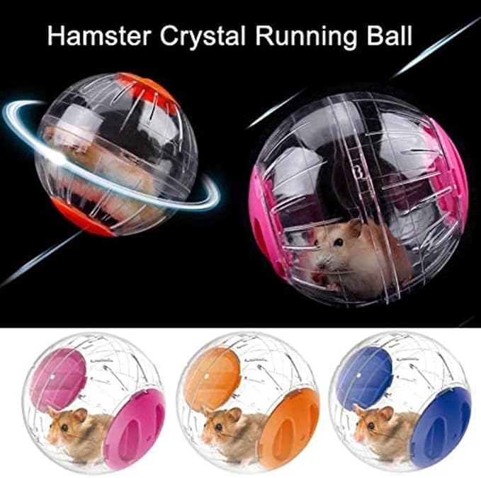 Crystal Hamster Ball for Hamsters Less Than 4 Inches - 6" Guinea Pig Exercise Running Ball - Fitness Wheel for Small Animals - Dwarf Hamster Toy (L, White B)