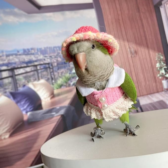 Bird Apparel Clothes for Multiple Bird Species, Cockatoo Costume, Pink Top, Holiday Photo Prop, Unisex, Cloth, Hand Wash Only, Small