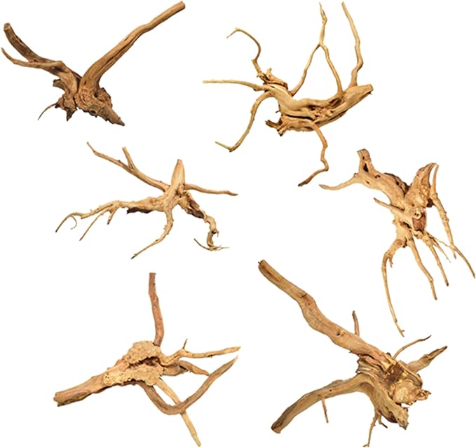 6 Pcs Natural Small Spiderwood Driftwood, 6-8 Inch Assorted Branches Aquarium Fish Tank Reptile Terrarium Landscape Decor