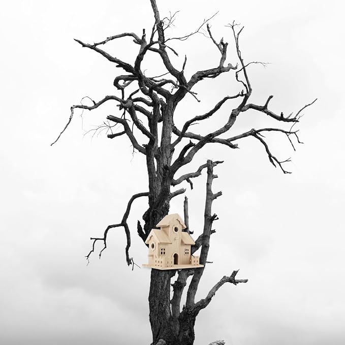 balacoo Wooden Bird Nest Hanging House Unpainted Solid Wood Birdhouse for Garden Patio Indoor Outdoor Decor Suitable for Small Birds and Pets
