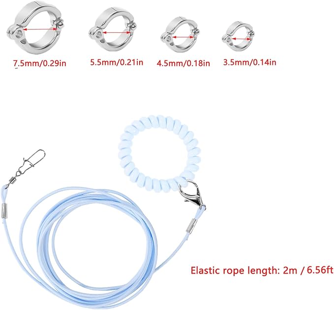 Parrot Flying Rope Lightweight Bird Harness Leash with Foot Ring Leg Band Elastic Bird Flying Leash Outdoor Training Traction Rope for Macaw African Greys Parakeet Cockatoo Sun Conure