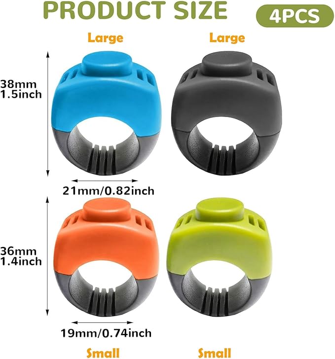 The Set of Easy Clicking Finger Ring Clicker for Dogs Cats Horses traing Allowing Effective Versatile Training (4pcs Grey+Green+Orange+Blue)