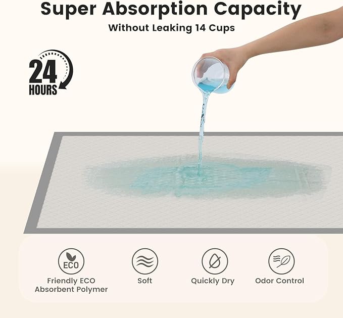 Gardner Pet 5XL Puppy Pads Extra Large, 37"x54" Super Absorbent & Leak-Proof Dog Pads, Nop-Slip Bottom Disposable Potty Training Pee Pads for Dogs Cats, 50 Count Grey