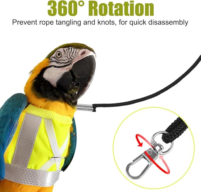 Bird Diaper Harness Flight Suit Clothes, Parrot Flight Suit with Leash Reusable Bird Flying Clothes for Parrots Cockatiel Pet Birds
