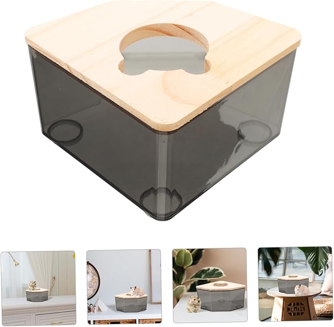POPETPOP Chinchilla Dust Bath Container Hamster Bathtub Splashproof Small Pet Bathroom Acrylic Material