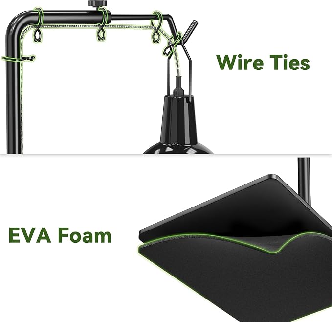 Reptile Heat Lamp Stand, Adjustable 21"-62"H Light Holder, Heavy Base | Heavy Duty, Wide Compatibility for Bearded Dragon, Turtle, Snake, Lizard, Terrarium Tank or Aquarium Use