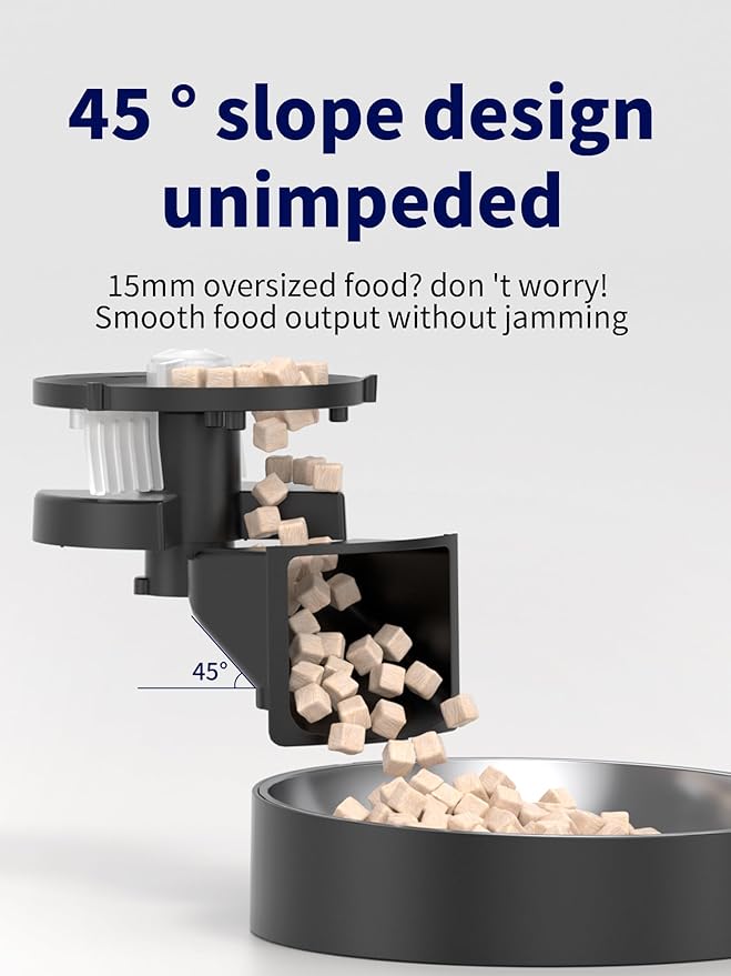 Automatic Cat Feeder, 2.4GHz WiFi Automatic Dog Food Dispenser, Fresh Protection, 4.5L Timer Feeder, Personalized Recording 10 Seconds, Easy to Clean, Stainless Steel Bowl (Double/Black)