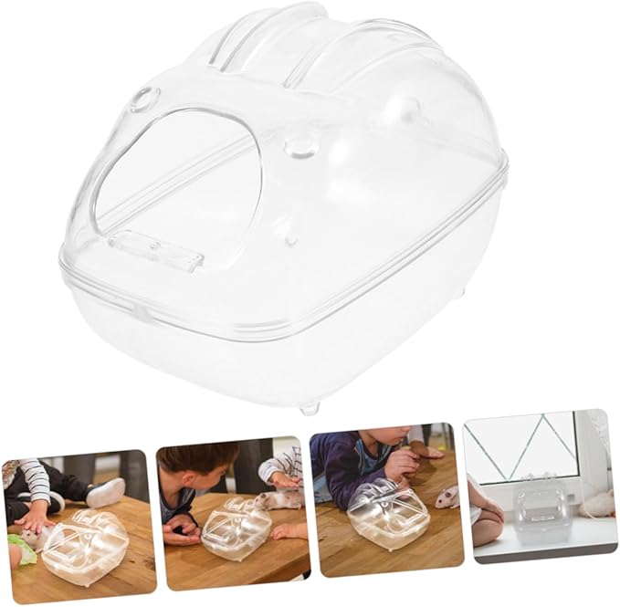 Sosoport Hamster Bath Box Small Pet Bathtub Chinchilla Dust Bath House Sand Substrate Transparent
