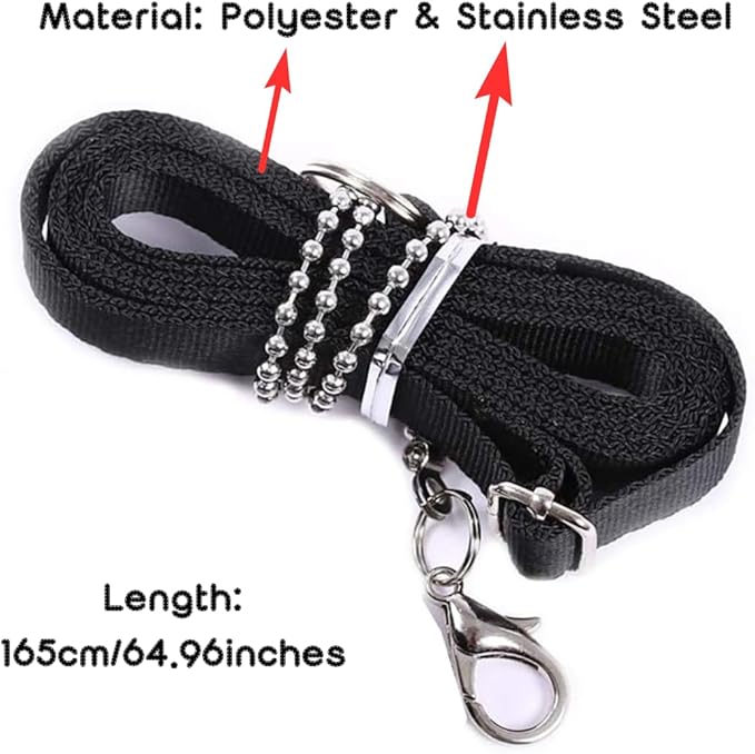 3 Pack Squirrel Harness and Leash Set - Adjustable Traction Rope Strap Anti-Biting Chain,Small Animal Training Walking Vest Leash for Squirrel Gerbil Chinchilla Rat (Black)