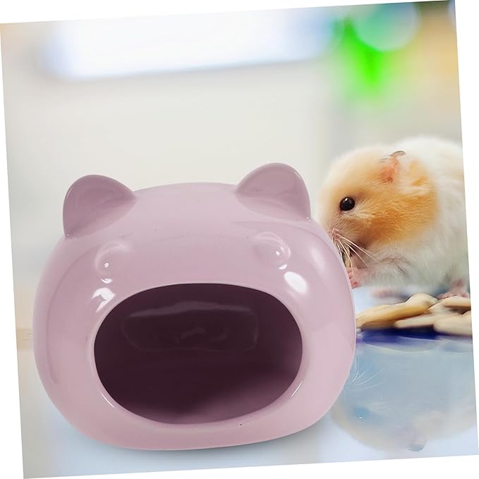 BESPORTBLE Small PET Hideout Ceramic House Cozy Bed for Hamsters Gerbils and Small Animals Comfortable Hideaway Shelter Fleece Bedding