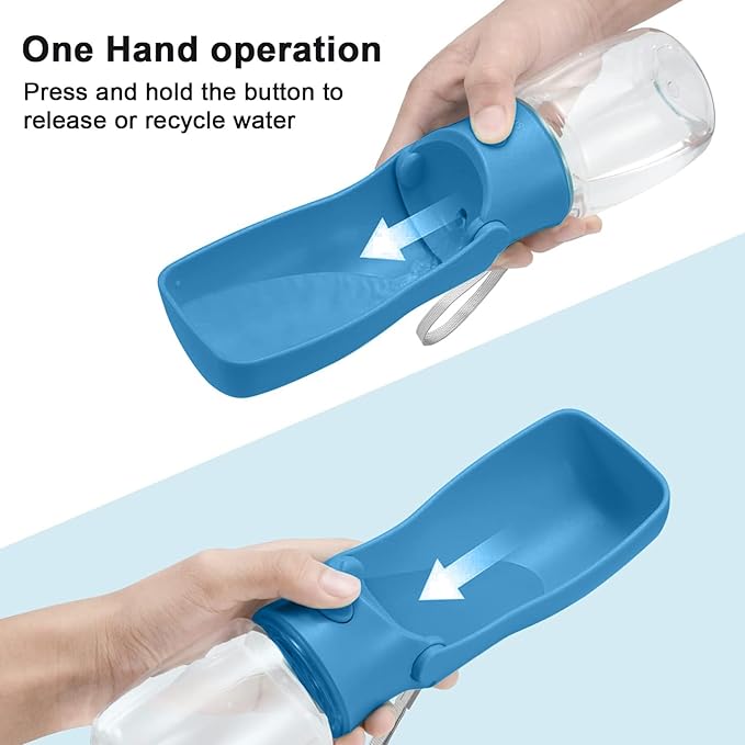 Portable Dog Water Bottle for Walking – 19oz / 12oz Foldable Pet Water Dispenser for Puppies, Medium & Large Dogs – Leak Proof Travel Water Bowl for Small Animals Dog Accessories(12OZ Dark Blue)