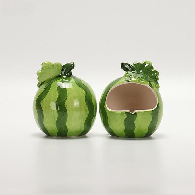 Ceramic Hamster House,Hut Cage,Hamster Cage Accessories,Cave,Cute Hamster Hideout Small Animal Hideout for Dwarf Hamste, Watermelon