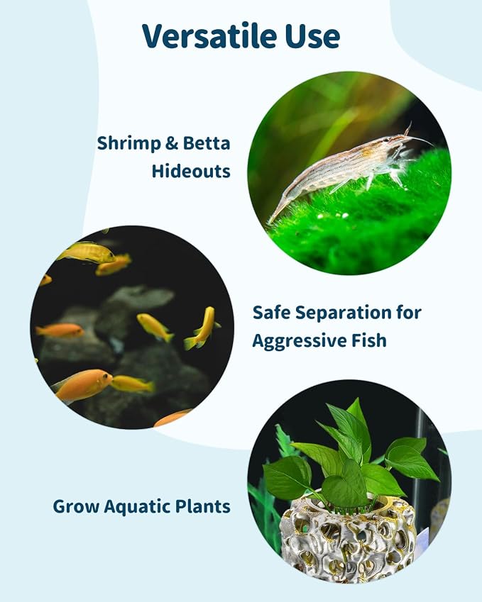 Uniclife Shrimp Cave, Shrimp Hides for Aquarium, Realistic Plastic Aquarium Coral Rock Decorations with Suction Cup, Betta Hideout Tank Accessories for Fish Tank Decor, Gold-to-Silver Gradient