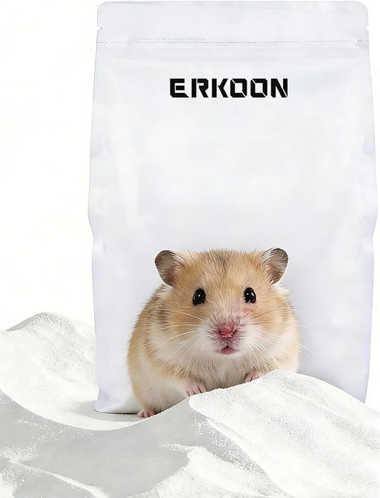 ERKOON 1kg White Bath Sand for Chinchillas & All Hamster Breeds - Premium Pet Grooming Sand