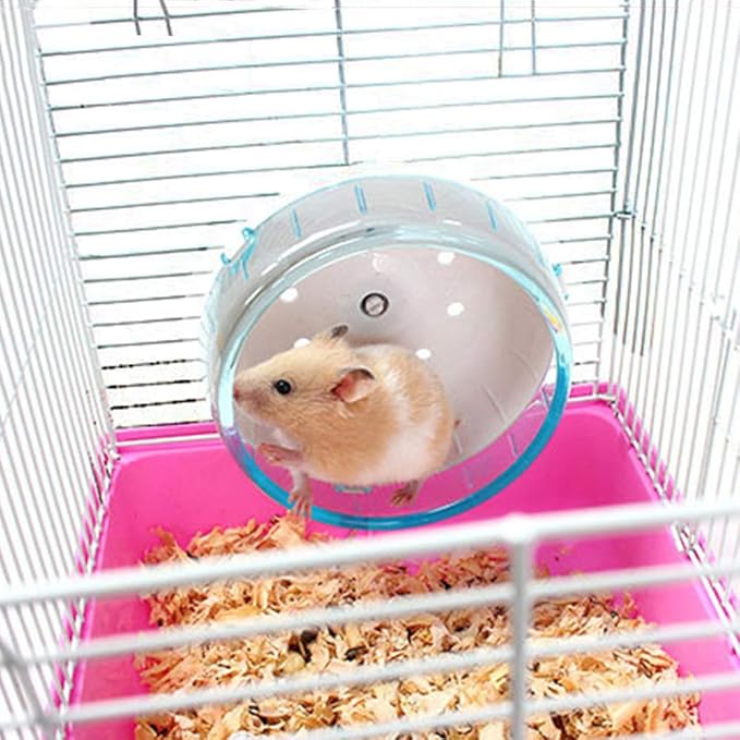 GOLDEAL 4.7 Inch Silent Hamster Wheel, Super Mute Spinner Exercise Running Wheel for Gerbils or Mice (Pink)