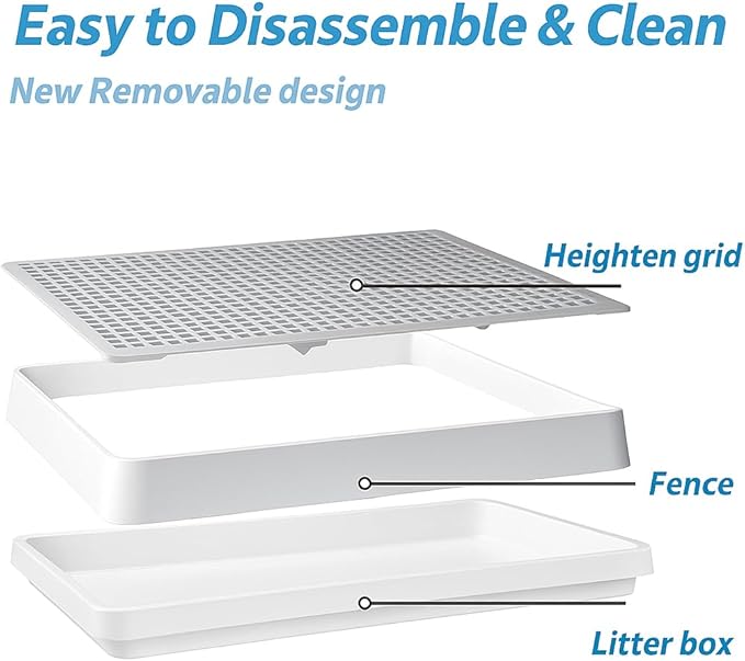 PODOO Rabbit Litter Box – Training Potty Tray for Guinea Pig & Small Pets · Spacious Grid Pan with Low Entrance, Easy-Clean & Odor-Resistant—Helps Keep a Clean Cage and Reduce Mess