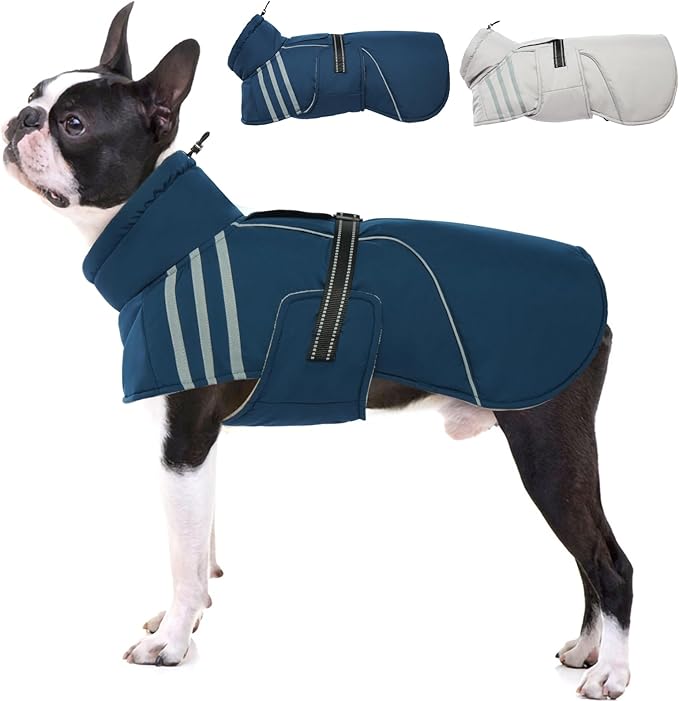 Warm Dog Coat, Reflective Adjustable Dog Jacket, Furry Turtleneck Winter Coat Thicken Dog Fleece Vest, Waterproof Windproof Dog Cold Weather Coats with Buckle for Puppy Small Medium Large Dogs